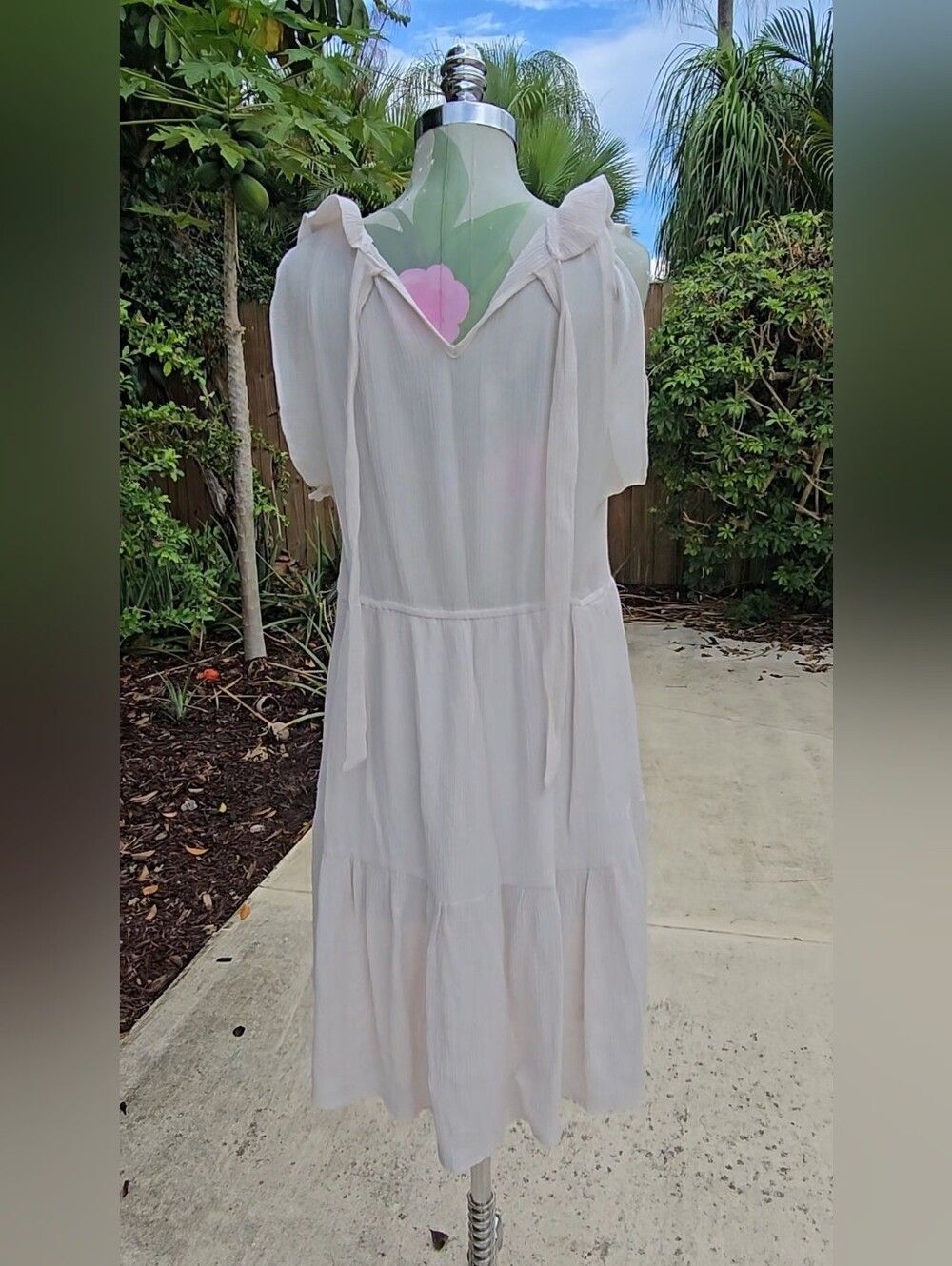 Sweet Wanderer Cream Ruffle Tiered Midi Dress - Picture 13 of 13